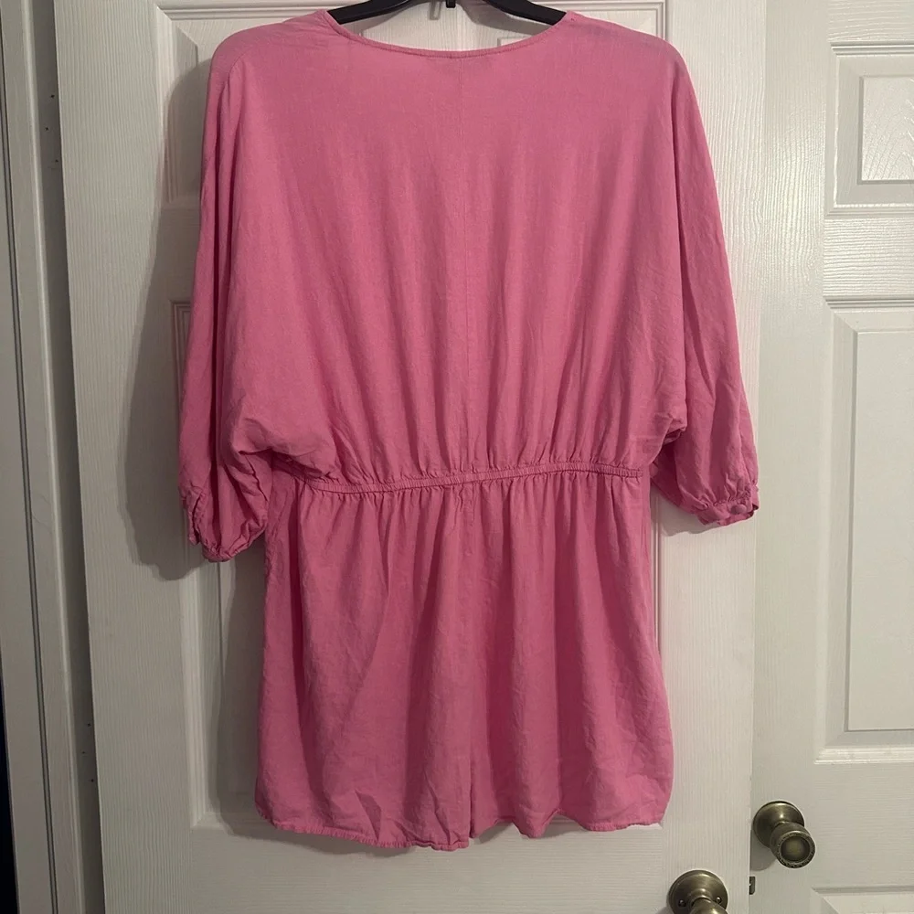 Zara Linen Blend Slouchy Pink Romper